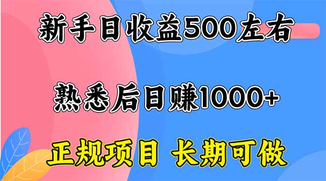 新手日收益500+ 正规项目 长期可做-轻创网
