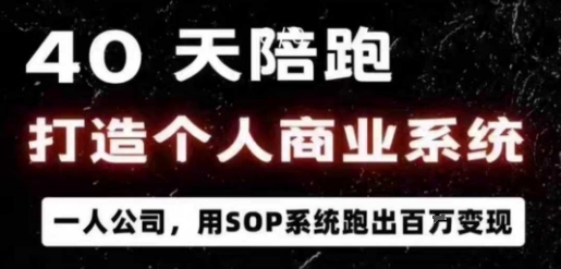 40天陪跑打造个人商业系统，一人公司，用SOP系统跑出百W变现-轻创网