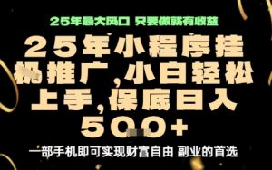 微信小程序挂G推广，解放双手，保底日入5张【揭秘】-轻创网