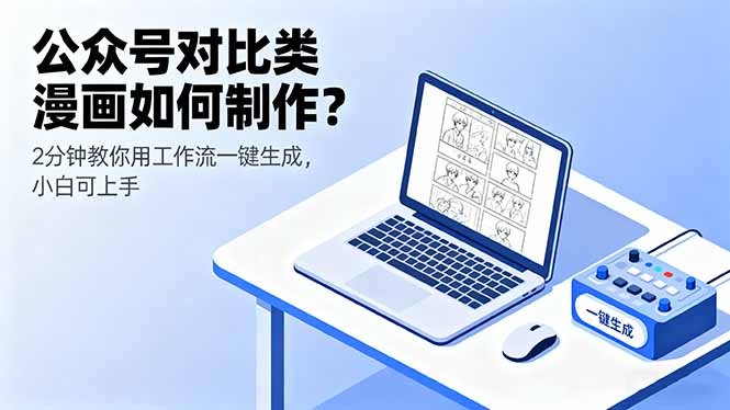 公众号对比类漫画如何制作？2分钟教你用工作流一键生成，小白可上手-轻创网
