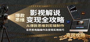 影视解说变现全攻略：从爆款思维到剪辑制作，含手机电脑操作及变现实用技巧-轻创网