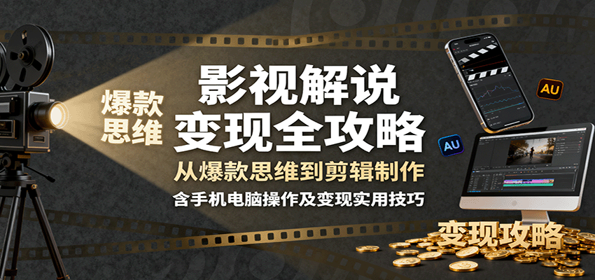图片[1]-影视解说变现全攻略：从爆款思维到剪辑制作，含手机电脑操作及变现实用技巧-轻创网