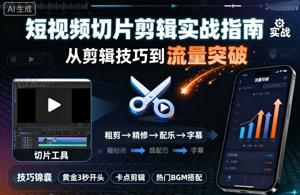 短视频切片剪辑实战指南，从剪辑技巧到流量突破-轻创网