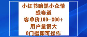 小红书暗黑小众情感赛道，客单价100-300+用户量很大，0门槛即可操作-轻创网