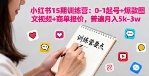 小红书15期训练营：0-1起号+爆款图文视频+商单报价，普遍月入5k-3w-轻创网