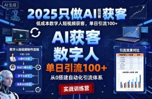 2025只做AI获客，AI超级获客实训营，低成本数字人短视频获客，单日引流100+-轻创网