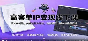 高客单IP变现线下大课:素人IP打造,美业流量方法论,销转模型,脚本与拍摄剪辑-轻创网