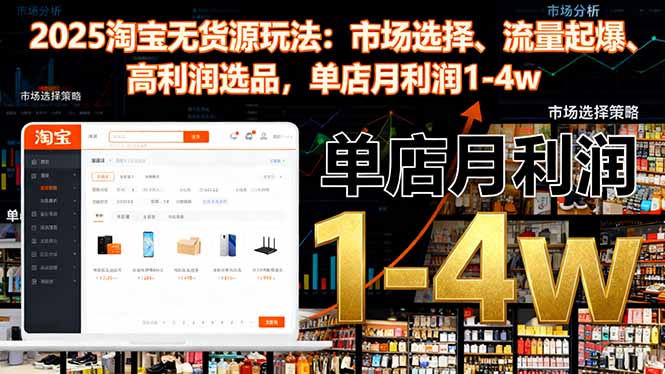 2025淘宝无货源玩法:市场选择、流量起爆、高利润选品,单店月利润1-4w-轻创网