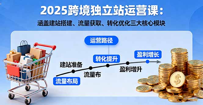 2025跨境独立站运营课：涵盖建站搭建、流量获取、转化优化三大核心模块-轻创网