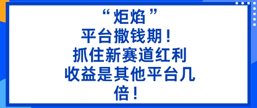 “炬焰”：平台撒钱期！抓住新赛道红利，5分钟二创内容，收益是其他平台几倍！-轻创网