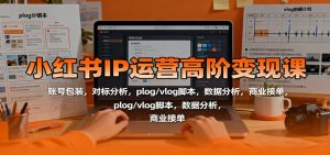 小红书IP运营高阶变现课:账号包装,对标分析,plog/vlog脚本,数据分析,商业接单-轻创网