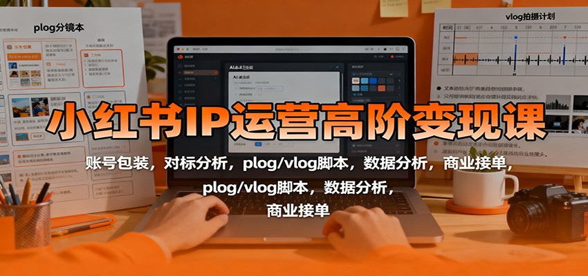 小红书IP运营高阶变现课:账号包装,对标分析,plog/vlog脚本,数据分析,商业接单-轻创网