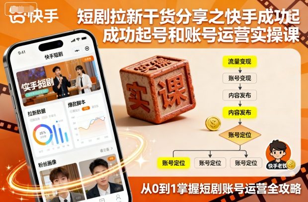 短剧拉新干货分享之快手成功起号和账号运营实操课-轻创网