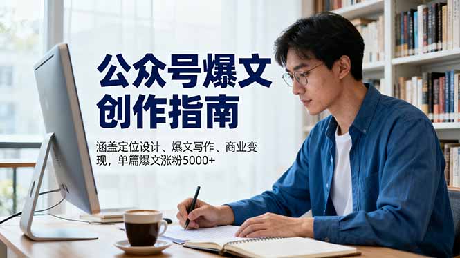 公众号爆文创作指南,涵盖定位设计+爆文写作+商业变现,单篇爆文涨粉5000+-轻创网