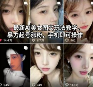 最新AI美女图文玩法教学，暴力起号涨粉，手机即可操作-轻创网