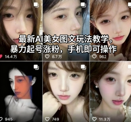 最新AI美女图文玩法教学,暴力起号涨粉,手机即可操作-轻创网