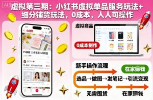 虚拟第三期:小红书虚拟单品服务玩法+细分铺货玩法,0成本,人人可操作-轻创网