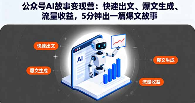 公众号AI故事变现营：快速出文、爆文生成、流量收益，5分钟出一篇爆文故事-轻创网