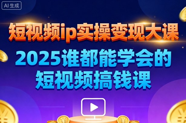 短视频ip实操变现大课,7月26-27日广州站线下课,2025谁都能学会的短视频搞钱课-轻创网