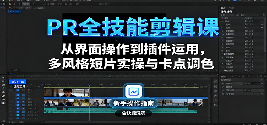 PR全技能剪辑课:从界面操作到插件运用,多风格短片实操与卡点调色-轻创网