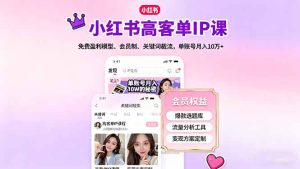 小红书高客单IP课，免费盈利模型、会员制、关键词截流，单账号月入10万+-轻创网