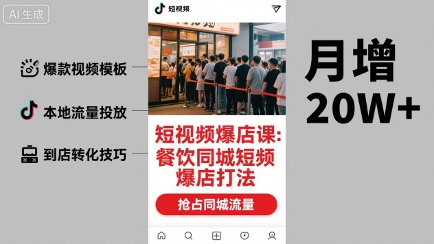 短视频爆店课，餐饮同城短视频爆店打法-轻创网