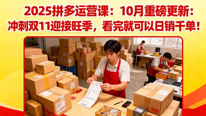 2025拼多多运营课:10月重磅更新:冲刺双11迎接旺季,看完就可以日销千单-轻创网