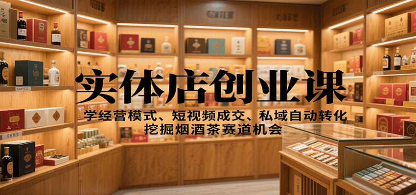 图片[1]-实体店创业课：学经营模式、短视频成交、私域自动转化，挖掘烟酒茶赛道机会-轻创网