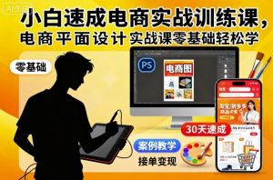 小白速成电商实战训练课,电商平面设计实战课零基础轻松学-轻创网