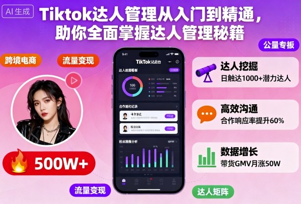 Tiktok达人管理从入门到精通,助你全面掌握达人管理秘籍-轻创网