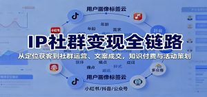 IP社群变现全链路，从定位获客到社群运营、文案成交，知识付费与活动策划-轻创网