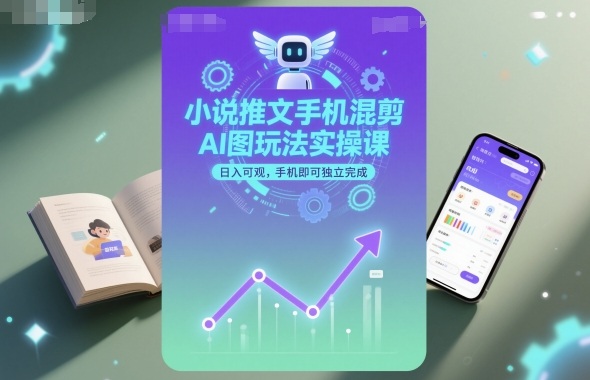 小说推文手机混剪AI图玩法实操课，日入可观，手机即可独立完成-轻创网