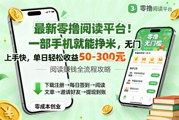 最新零撸阅读平台!一部手机就能挣米,无门槛上手快,单日轻松收益50-3张【揭秘】