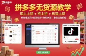 拼多多无货源教学，淘上拼+拼上拼+抖上拼，精细化蓝海+运营进阶+终极玩法，全套运营教程-轻创网