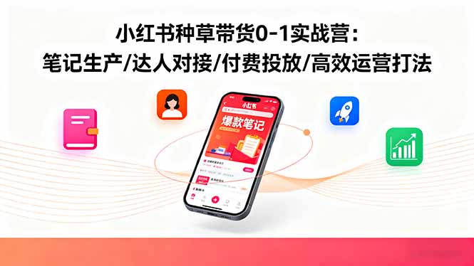 小红书种草带货0-1实战营：笔记生产/达人对接/付费投放/高效运营打法-轻创网
