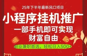 一部手机即可实现财富自由,微信小程序推广最新玩法教学,操作简单容易上手【揭秘】-轻创网