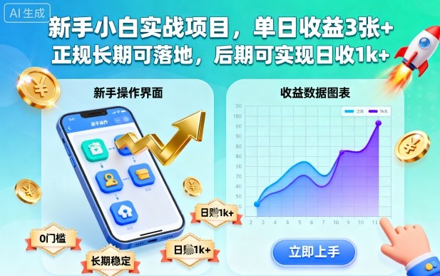 新手小白实战项目，单日收益3张+，正规长期可落地，后期可实现日收1k+【揭秘】-轻创网