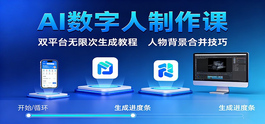 AI数字人制作课:双平台无限次生成教程,人物背景合并技巧-轻创网