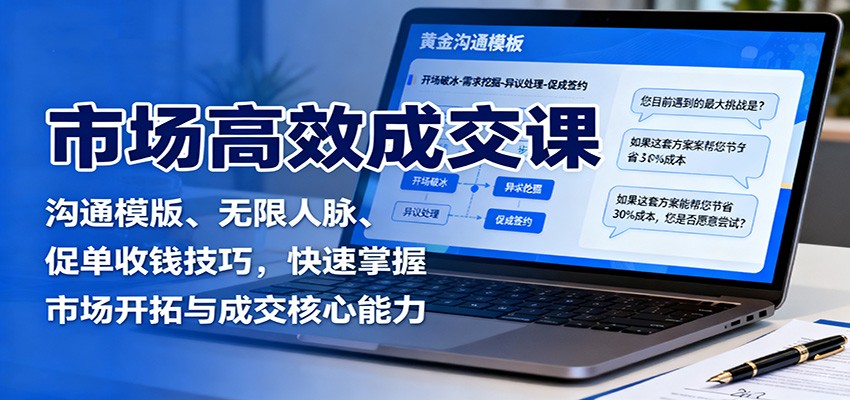图片[1]-市场高效成交课：沟通模版、无限人脉、促单收钱技巧，快速掌握市场开拓与成交核心能力-轻创网