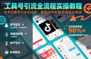 工具号引流全流程保姆级实操教程，全平台精准引流创业粉，最前沿的私域变现技术赋能-轻创网