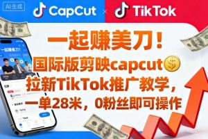 一起賺美刀！国际版剪映capcut拉新TikTok推广教学，一单28米，0粉丝即可操作(附推广入口和教学)-轻创网
