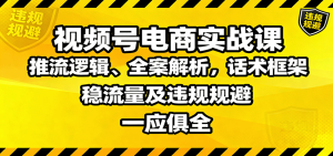 视频号电商实战课：推流逻辑、全案解析，话术框架，稳流量及违规规避等-轻创网