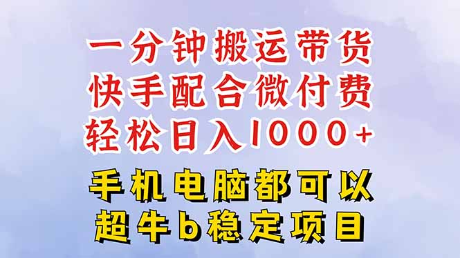 快手黑科技一分钟搬运带货，一刀不剪过原创，微付费投流玩法，轻松日入…-轻创网