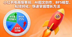 小红书电商爆单班，AI图文创作、BFS模型、私域转化，快速掌握增长方法-轻创网