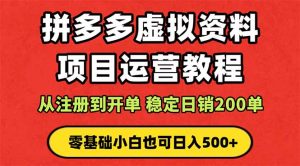 拼多多开店运营课程： 蓝海变现玩法，轻松实现睡后收入 零基础小白也可...-轻创网