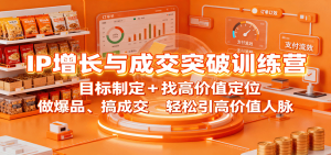 IP增长与成交突破训练营：目标制定+找高价值定位，做爆品、搞成交，轻松引高价值人脉-轻创网