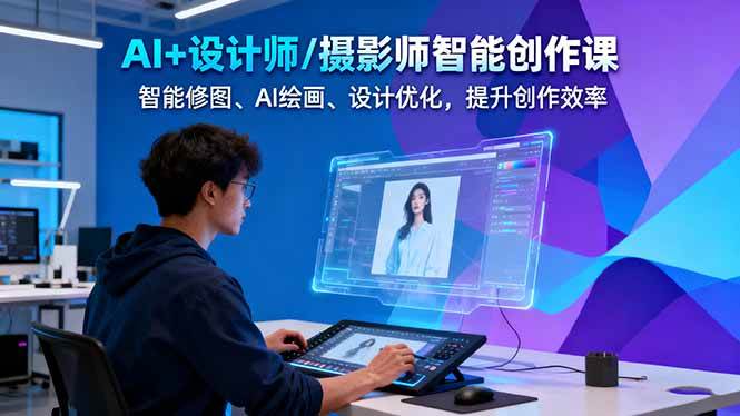 AI+设计师/摄影师智能创作课:智能修图、AI绘画、设计优化,提升创作效率-轻创网
