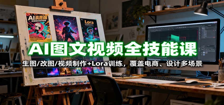 图片[1]-AI图文视频全技能课：生图/改图/视频制作+Lora训练，覆盖电商 、设计多场景-轻创网