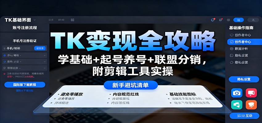 图片[1]-TK变现全攻略：学基础+起号养号+联盟分销，附剪辑工具实操-轻创网