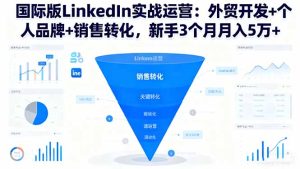 国际版LinkedIn实战运营:外贸开发+个人品牌+销售转化,新手3个月月入5万+-轻创网